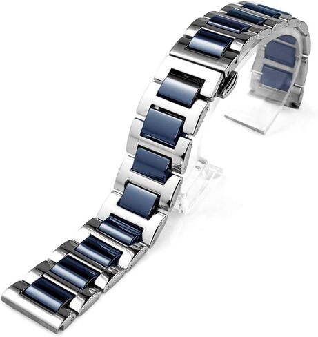 Luxury Black White Blue Green Brown Pink Ceramic Watch Band Stainless Steel Watch Bracelets Deployment Clasp Metal Watch Strap for Men Women 14mm 16mm 18mm 20mm 22mm in Saudi Arabia
