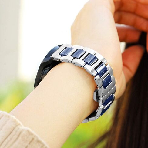 Luxury Black White Blue Green Brown Pink Ceramic Watch Band Stainless Steel Watch Bracelets Deployment Clasp Metal Watch Strap for Men Women 14mm 16mm 18mm 20mm 22mm in Saudi Arabia