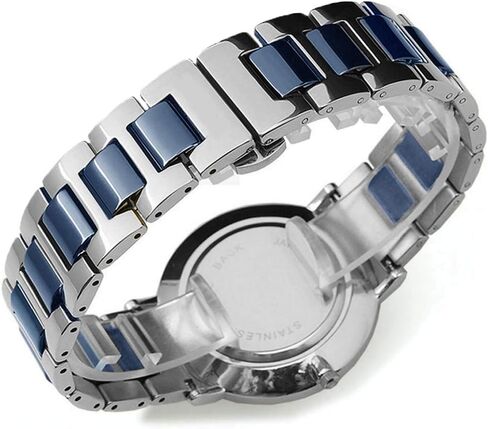 Luxury Black White Blue Green Brown Pink Ceramic Watch Band Stainless Steel Watch Bracelets Deployment Clasp Metal Watch Strap for Men Women 14mm 16mm 18mm 20mm 22mm in Saudi Arabia
