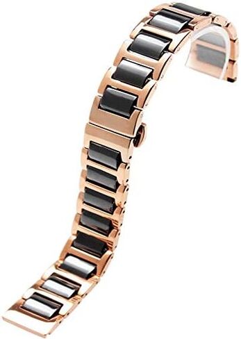Luxury Black White Blue Green Brown Pink Ceramic Watch Band Stainless Steel Watch Bracelets Deployment Clasp Metal Watch Strap for Men Women 14mm 16mm 18mm 20mm 22mm in Saudi Arabia