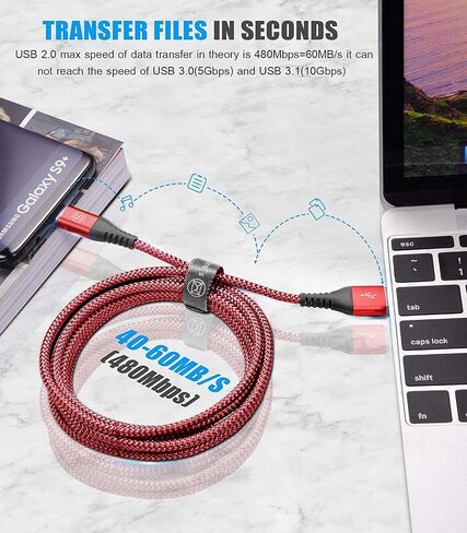 USB Type C Cable 3.1A Fast Charging [2Pack,6.6ft+6.6ft],Sweguard USB-A to USB-C Charger Nylon Braided Cord for Samsung Galaxy S21 S20 S10 S9 S8 Plus,Note 20 10 9 8 7,A71 A51 A32,LG,Moto,PS5-Grey in Saudi Arabia