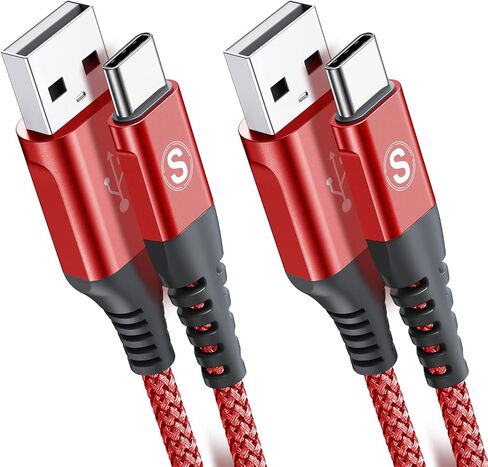 USB Type C Cable 3.1A Fast Charging [2Pack,6.6ft+6.6ft],Sweguard USB-A to USB-C Charger Nylon Braided Cord for Samsung Galaxy S21 S20 S10 S9 S8 Plus,Note 20 10 9 8 7,A71 A51 A32,LG,Moto,PS5-Grey in Saudi Arabia