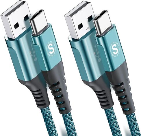 USB Type C Cable 3.1A Fast Charging [2Pack,6.6ft+6.6ft],Sweguard USB-A to USB-C Charger Nylon Braided Cord for Samsung Galaxy S21 S20 S10 S9 S8 Plus,Note 20 10 9 8 7,A71 A51 A32,LG,Moto,PS5-Grey in Saudi Arabia