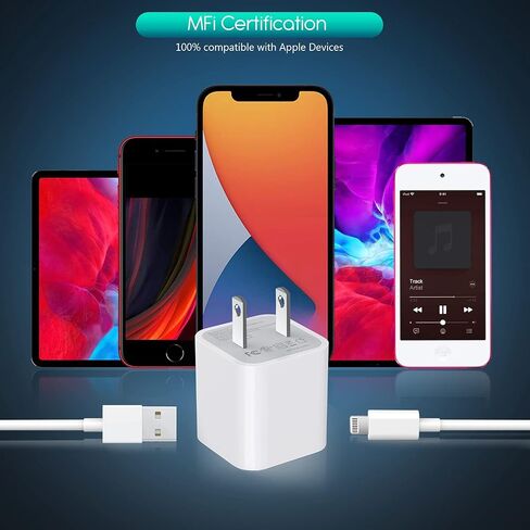 iPhone Charger [Apple MFi Certified] Long 2 Pack 10FT Lightning Cable Cube iPhone Charging Transfer Cord with USB Plug Wall Charger Block Travel Adapter for iPhone 14/13/12/11/SE 2022/8/7/XS/XR/X/iPad in Saudi Arabia