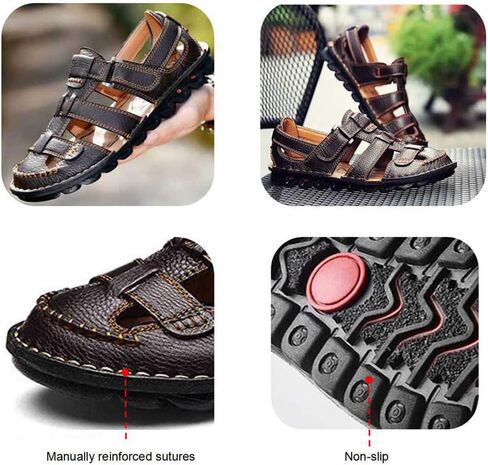 ZHNSHM Mens Summer Casual Closed Toe Leather Sandals Outdoor Fisherman Adjustable Beach Shoes in Kuwait