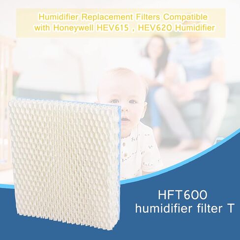 فلتر فتائل مرطب بديل HFT600 من Poweka لـ Honeywell HEV615، HEV620، متوافق مع فلتر مرطب Honeywell T، استبدال الجزء # HFT600T، HFT600PDQ سميك للغاية 1.5 بوصة in Saudi Arabia