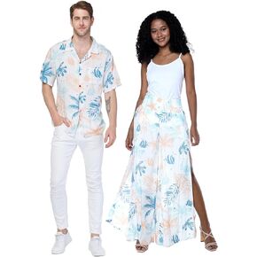 Matchable Couple Hawaiian Luau Shirt or Wide Legged Pants in Sandy Beach White in Kuwait