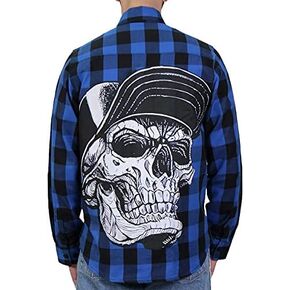 Hot Leathers FLM2107 Men's 'Snap Back Skull' Flannel Long Sleeve Shirt in Saudi Arabia