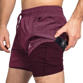 Zilpu Gym Shorts for Men, Lightweight Men's Athletic Workout Shorts, 2 in 1 with Zipper Pocket - 5 Inch Inseam