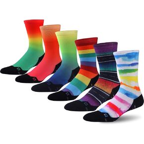 HUSO Hiking Socks Women Men Fashion Digital Printing Sports Crew Socks 6, 7 Pairs