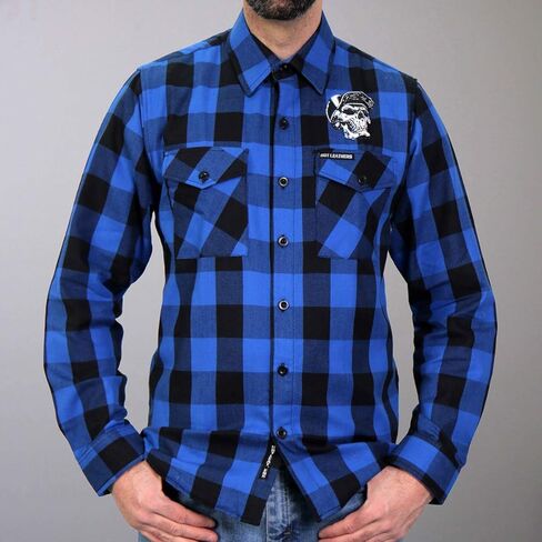 Hot Leathers FLM2107 Men's 'Snap Back Skull' Flannel Long Sleeve Shirt in Saudi Arabia