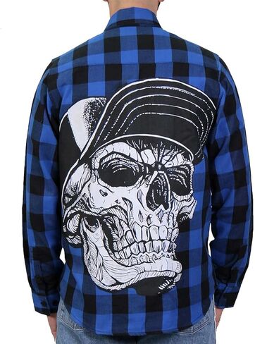 Hot Leathers FLM2107 Men's 'Snap Back Skull' Flannel Long Sleeve Shirt in Saudi Arabia