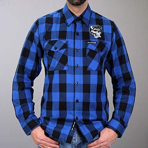Hot Leathers FLM2107 Men's 'Snap Back Skull' Flannel Long Sleeve Shirt in Saudi Arabia
