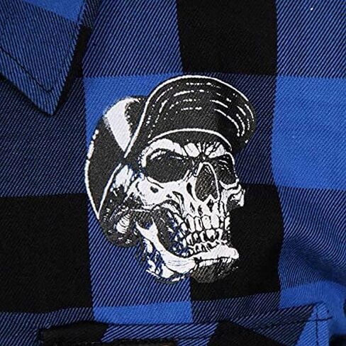 Hot Leathers FLM2107 Men's 'Snap Back Skull' Flannel Long Sleeve Shirt in Saudi Arabia