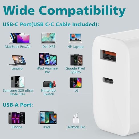 USB C Fast Charger, 65W 2 Port GaN PD&QC USB-C Power Adapter, USB C Wall Charger for MacBook Pro, Air, iPad Pro, Air, Mini, iPhone 14 Pro Max, 13, 12 Galaxy S22 S21 Ultra, Note 10 Plus, Pixel 6, 6 Pro in Kuwait