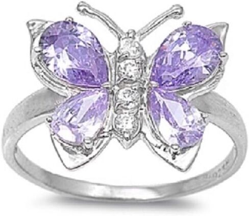 CloseoutWarehouse Mystic Simulated Topaz Cubic Zirconia Butterfly Hera Ring Sterling Silver (Color Options, Sizes 4-15) in Kuwait