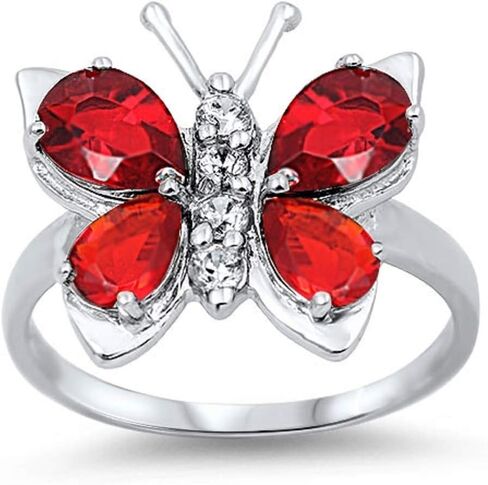 CloseoutWarehouse Mystic Simulated Topaz Cubic Zirconia Butterfly Hera Ring Sterling Silver (Color Options, Sizes 4-15) in Kuwait
