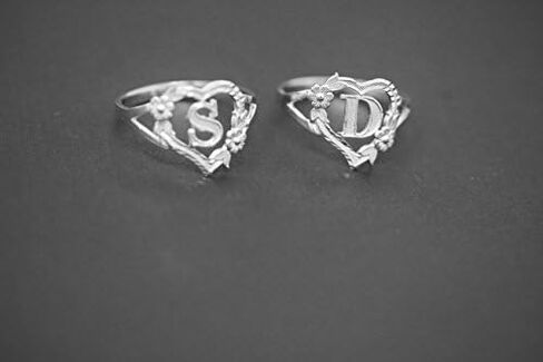 CaliRoseJewelry Silver Initial Alphabet Personalized Heart Ring - Letter K in Kuwait