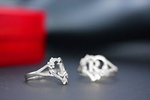 CaliRoseJewelry Silver Initial Alphabet Personalized Heart Ring - Letter K in Kuwait