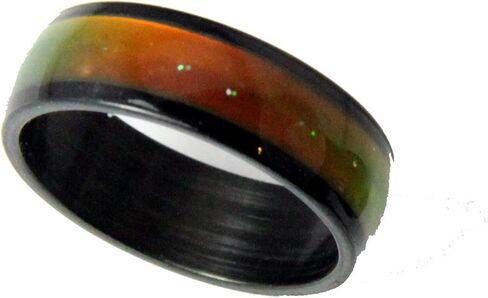 The Quiet Witness S14 Black Stainless Steel 8mm Wide Mood Ring Endless Band Color Changing 1970's Excellent Quality in Kuwait