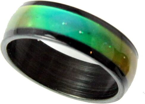 The Quiet Witness S14 Black Stainless Steel 8mm Wide Mood Ring Endless Band Color Changing 1970's Excellent Quality in Kuwait