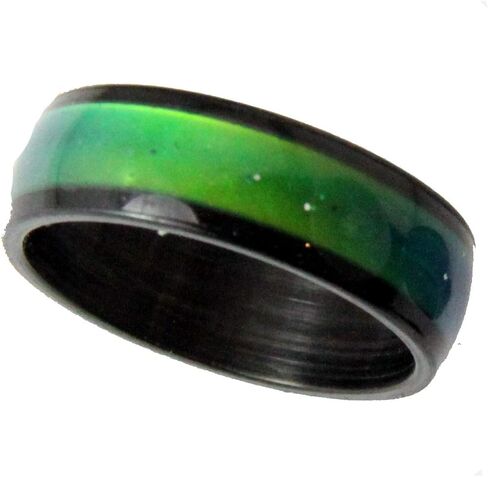 The Quiet Witness S14 Black Stainless Steel 8mm Wide Mood Ring Endless Band Color Changing 1970's Excellent Quality in Kuwait