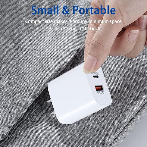 قطعتان من شاحن الحائط USB C، محول توصيل الطاقة ثنائي المنفذ PD من النوع C شحن سريع لهاتف iPhone 11/12/13/14/Pro Max، XS/XR/X، iPad Pro، AirPods Pro، Samsung Galaxy والمزيد in Kuwait