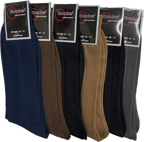 6 Pairs Knocker Mens Dress Socks Multi Color Casual Work Size 10-13 Crew in Saudi Arabia