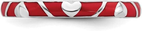 Solid 925 Sterling Silver Stackable Red Enamel Heart Ring Eternity Band in Saudi Arabia