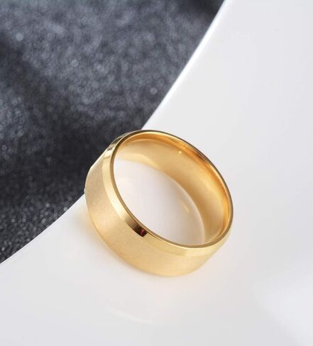 Tornito Stainless Steel Brushed Ring Wedding Band Matte Finish Beveled Polished Edge Comfort Fit for Men Women 8MM in Saudi Arabia