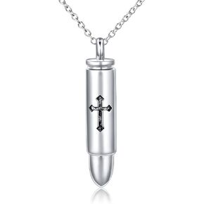 DAOCHONG S925 Sterling Silver Urn Necklace Memorial Ashes Keepsake Exquisite Cremation Simple Bar Bullet Cross Pendant Jewelry in Saudi Arabia