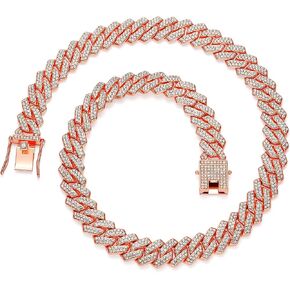 MOFEIJEWEL Cuban Link Chain For Men Women Iced Out Chain Miami Cuban Necklace Bling Diamond Chains Hip Hop Jewelry 13mm Silver Gold in Saudi Arabia