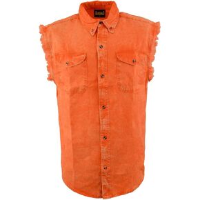 Biker Clothing Co. Mens Mdm11682.152 Men’s Orange and Beige Sleeveless Shirt in Saudi Arabia