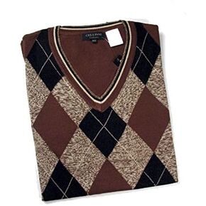 Cellini Big and Tall 5800-800 V-Neck Agryle Sweater Mocha in Saudi Arabia