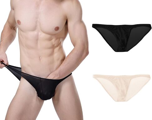 sandbank Men's Sexy Breathable Sheer Ice Silk Bikini Briefs Underwear Panties in Kuwait