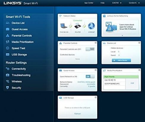 Linksys EA6700 Smart AC1750 Dual Band N450 + AC1300 Wireless Router IEEE 802.11ac, IEEE 802.11a/b/g/n in Kuwait