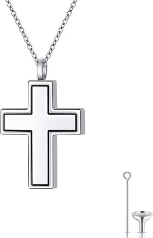 DAOCHONG S925 Sterling Silver Urn Necklace Memorial Ashes Keepsake Exquisite Cremation Simple Bar Bullet Cross Pendant Jewelry in Saudi Arabia