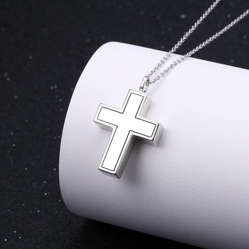 DAOCHONG S925 Sterling Silver Urn Necklace Memorial Ashes Keepsake Exquisite Cremation Simple Bar Bullet Cross Pendant Jewelry in Saudi Arabia