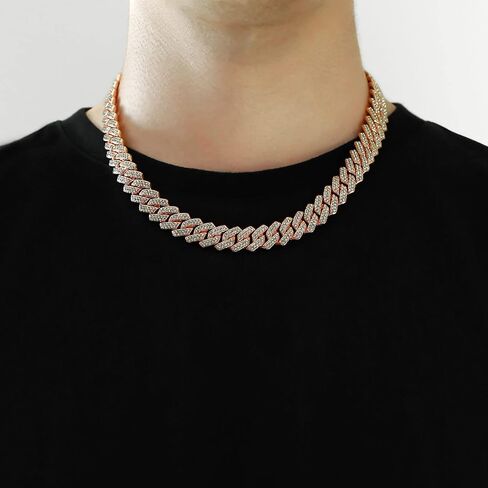 MOFEIJEWEL Cuban Link Chain For Men Women Iced Out Chain Miami Cuban Necklace Bling Diamond Chains Hip Hop Jewelry 13mm Silver Gold in Kuwait