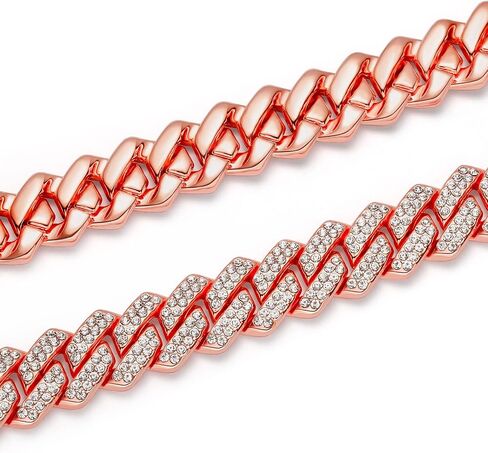 MOFEIJEWEL Cuban Link Chain For Men Women Iced Out Chain Miami Cuban Necklace Bling Diamond Chains Hip Hop Jewelry 13mm Silver Gold in Kuwait
