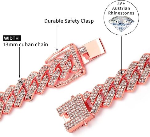 MOFEIJEWEL Cuban Link Chain For Men Women Iced Out Chain Miami Cuban Necklace Bling Diamond Chains Hip Hop Jewelry 13mm Silver Gold in Kuwait