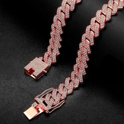 MOFEIJEWEL Cuban Link Chain For Men Women Iced Out Chain Miami Cuban Necklace Bling Diamond Chains Hip Hop Jewelry 13mm Silver Gold in Kuwait