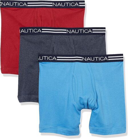 Nautica Men's Classic Cotton Boxer Brief Multi Pack in Saudi Arabia