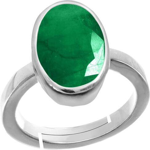 925 Sterling Silver 3.25 Carat Green Emerald Panna Gemstone Adjustable Men's Women's Ring in Saudi Arabia