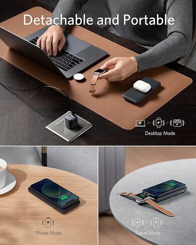 Anker Multi-Device Detachable Wireless Charging Station, PowerWave Go 3-in-1 MFi Certified Stand for iPhone 14/14 Pro/14 Pro Max/13/13 Pro Max, Apple Watch, AirPods, and More in Saudi Arabia