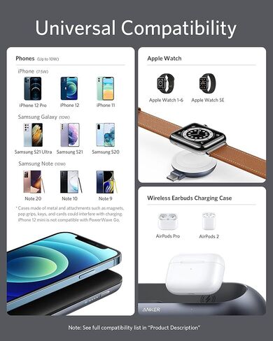 Anker Multi-Device Detachable Wireless Charging Station, PowerWave Go 3-in-1 MFi Certified Stand for iPhone 14/14 Pro/14 Pro Max/13/13 Pro Max, Apple Watch, AirPods, and More in Saudi Arabia