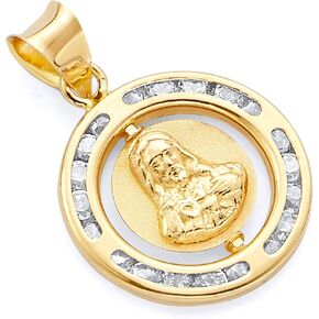 14K Yellow Gold Religious Double Side Charm Pendant in Saudi Arabia
