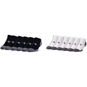 Under Armour Adult Resistor 3.0 No Show Socks, 6-Pairs, White/Graphite, Shoe Size: Mens 4-8, Womens 6-9 & 6-Pairs, Black/Graphite, Shoe Size: Men's 4-8.5, Women's 7-10.5