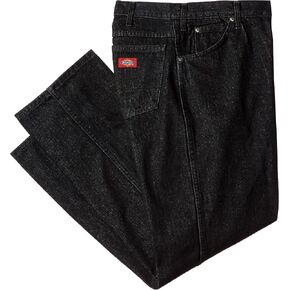 بنطلون جينز رجالي من Dickies مناسب للارتداء في الأعمال المهنية C993RBK مقاس 34x32 من قطن الدنيم مقاس عادي مع ساق مستقيمة، مقاس الخصر 86.36 سم، درزة داخلية 81.28 سم، أسود in Kuwait