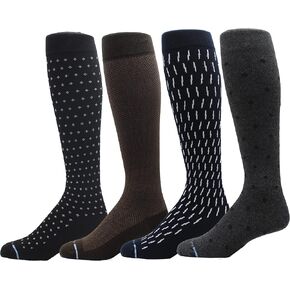 Dr. Motion 4 Pairs Men's Therapeutic Graduated Support Compression Knee High Socks Best For Everyday